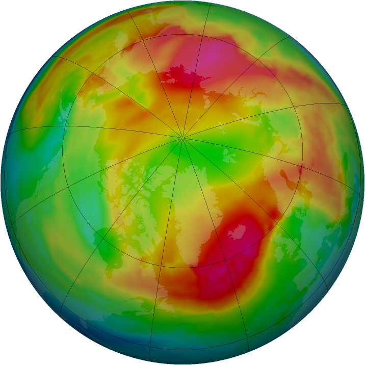 Arctic ozone map for 12 January 2015